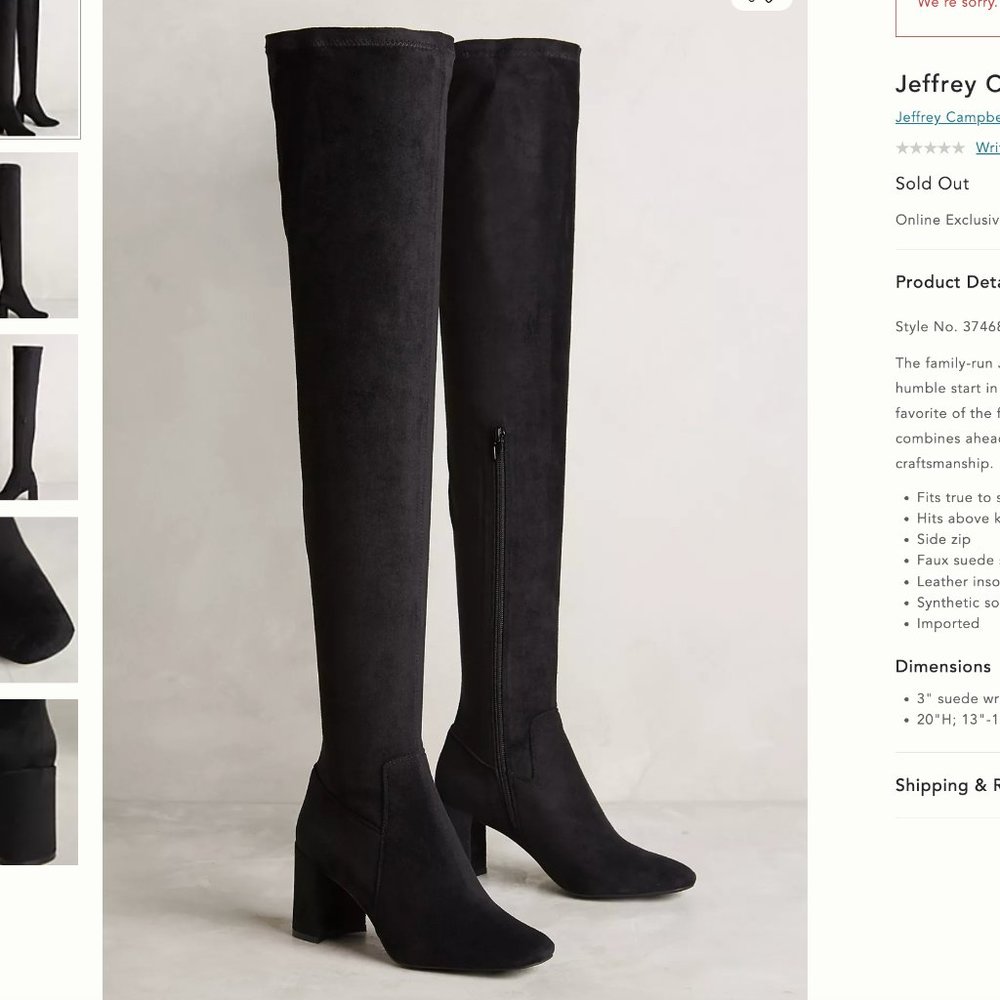 Jeffrey Campbell Cienega thigh high Boots black suede size 8.5